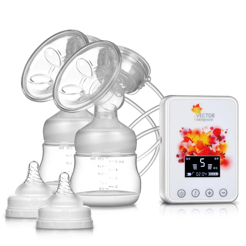 Double Electric Breast Pumps USB Charge Electrical Breast Pump Powerful Nipple Suction with Baby Milk Bottle BPA FREE