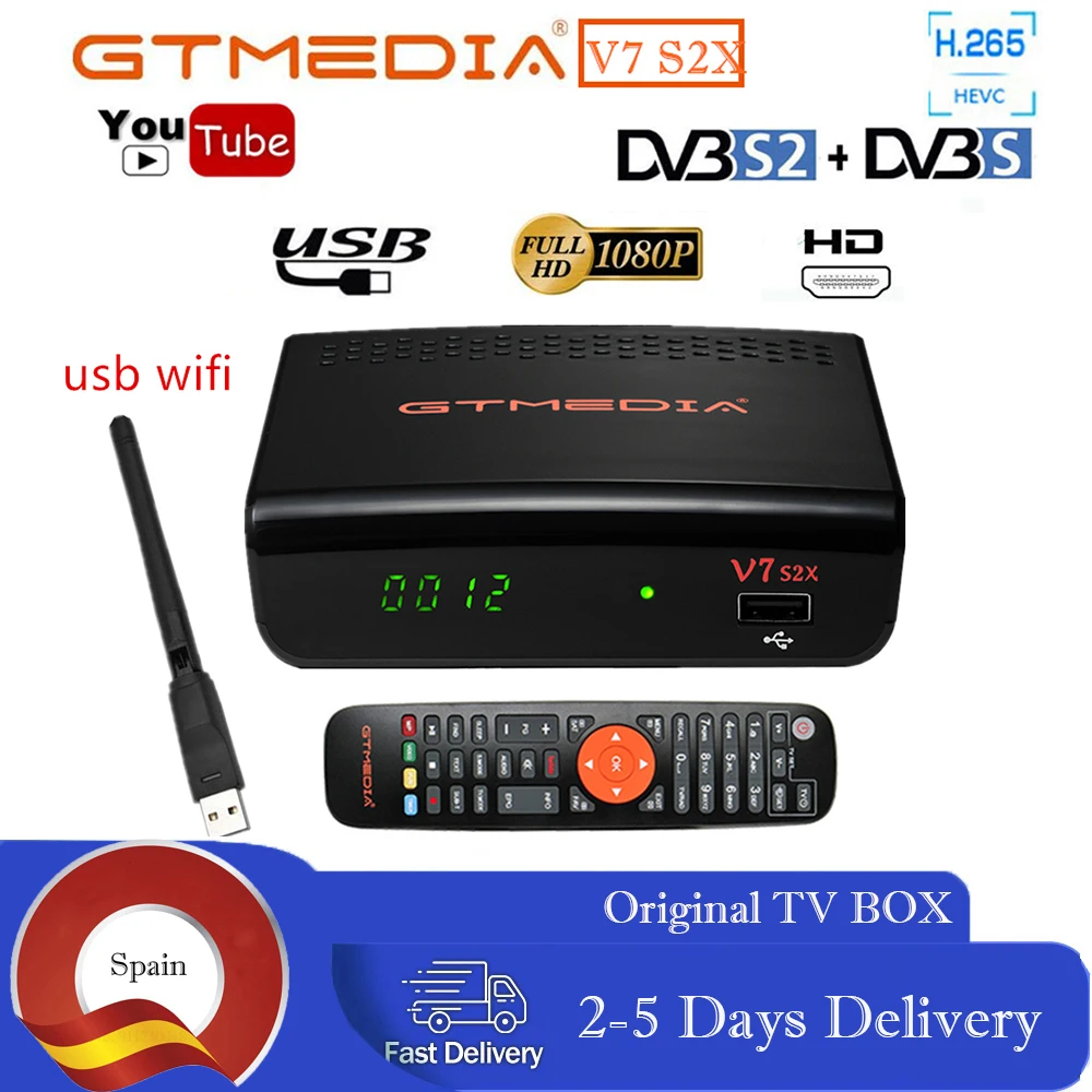 

Ресивер для спутникового ТВ Gtmedia V7 S2X 1080P, USB, Wi-Fi
