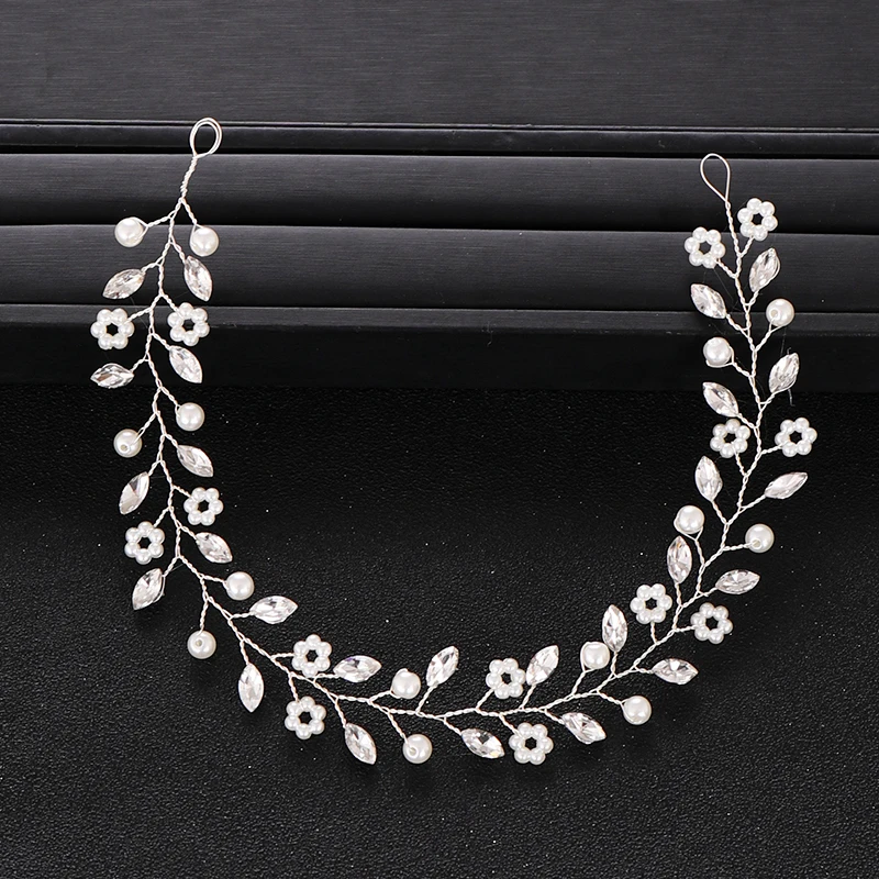 Ручная работа серебряный цвет кристалл жемчуг свадебные ободки свадебный