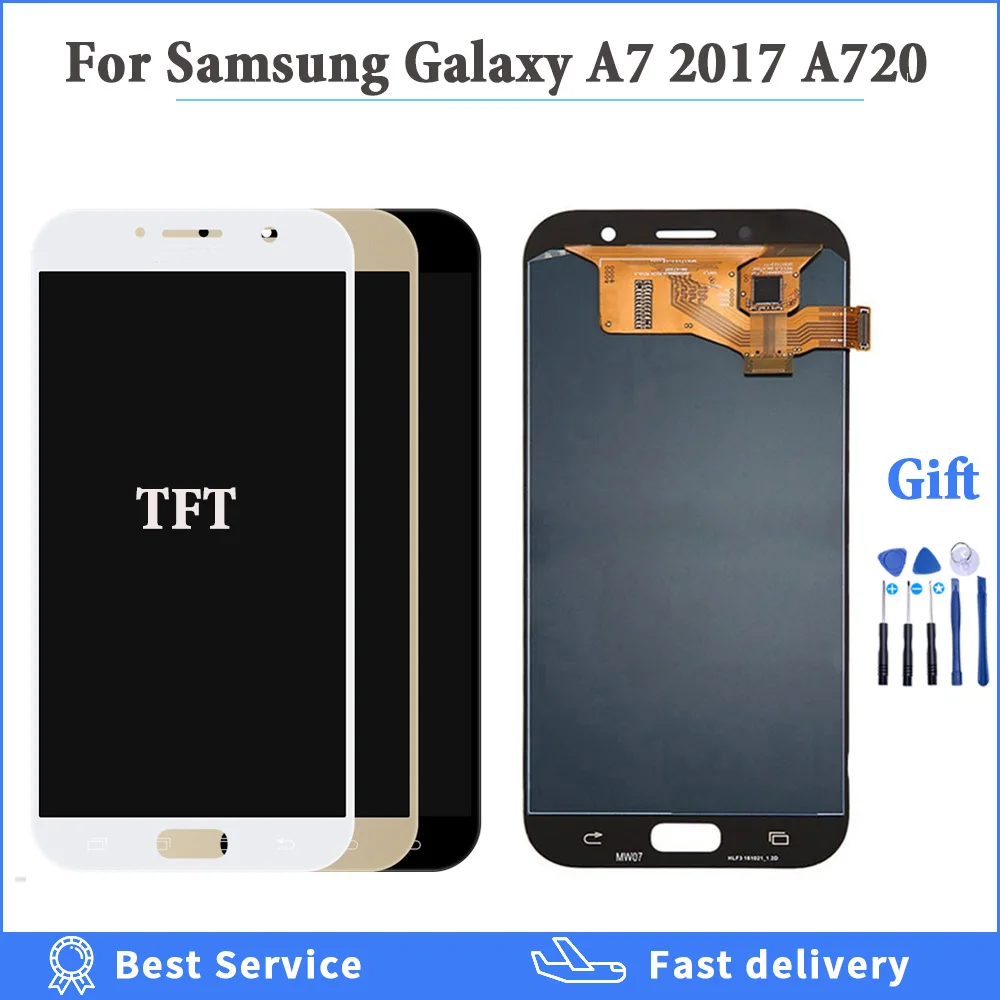 100% протестированный OLED ЖК дисплей для Samsung Galaxy A7 2017 A720 A720F A720M с сенсорным экраном и