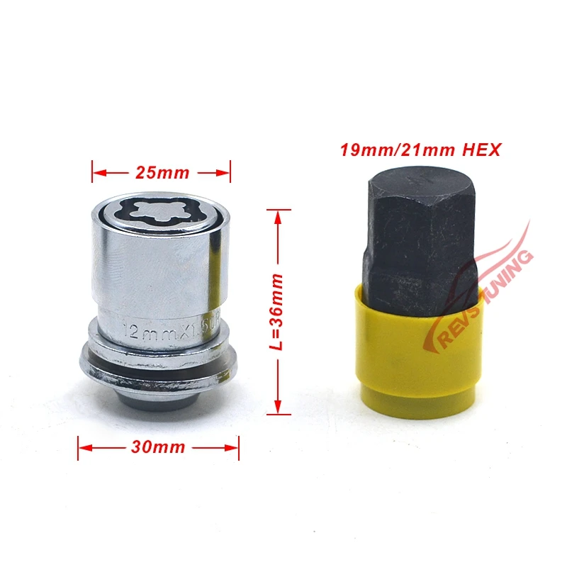 4 гайки + 2 ключа M12x1.5 Противоугонная защита автомобильные для блокировки колес
