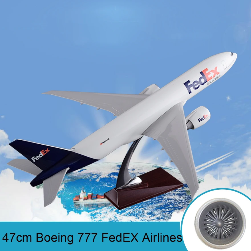 47 см смолы Boeing 777 FedEX авиакомпании для лазерной обрезки модели самолета Аэробус