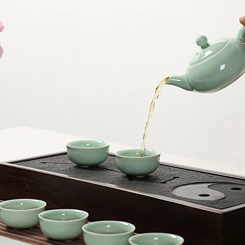 Ceramic Chinese Kung Fu Teapot Set with 6 Cups Vintage Raised Koi Fish Porcelain China Tea Ceremony Utensils Travel Pot | Дом и сад