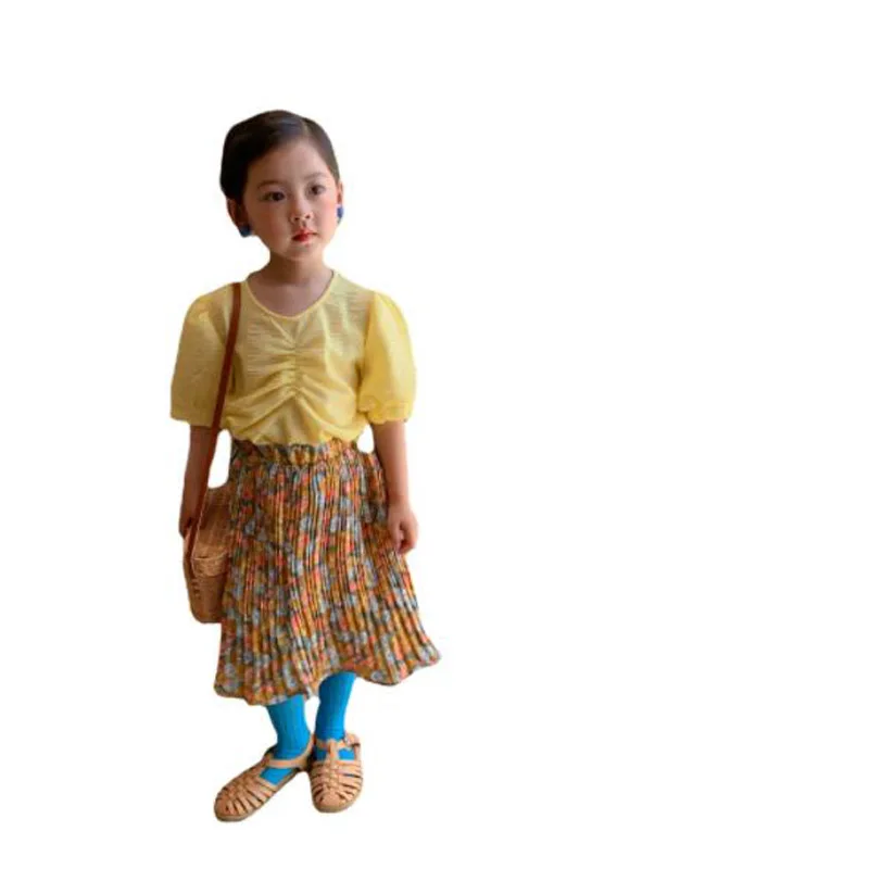 

Cultiseed сарафаны для маленьких девочек летние рубашки с буфами на рукавах + Цветочный принт плиссированное платье, костюм из 2 предметов, компл...