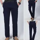 Men Solid Color Quick Dry Thin Multi-pocket Long Cargo Pants Outdoor Trousers