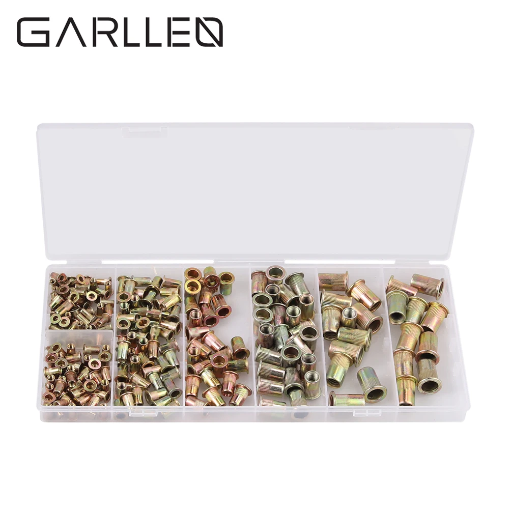 

GARLLEN 220 Pcs Rivet Nuts Blind Rivet Nuts Assortment Rivet Nuts Set M3 M4 M5 M6 M8 M10 Size 5/6/7/9/11/12mm