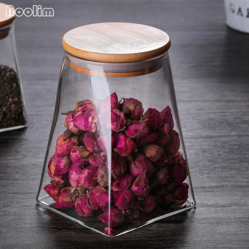 Квадратные стеклянные герметичные банки зернистая емкость для хранения конфет