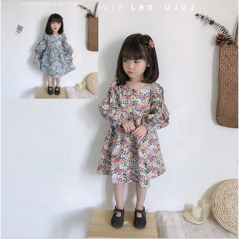 

2020 Spring New Arrival Fashiom Baby Girls Dresses Girls Floral Long Sleeve Dresses Kids Cute Princess Dresses for Girls, #8459