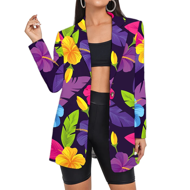 

Floral Leaves Women's Suit Camouflage Blazers Printed Suits Clothes Dropshipping Plaid Wholesale Lady Jacket Oversized Customize