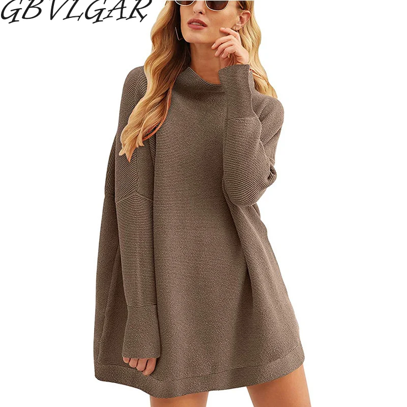 

GBVLGAR Autumn Winter Women Knitted Turtleneck Elegant Sweater 2021 Casual Basic Pullover Jumper Batwing Long Sleeve Loose Tops