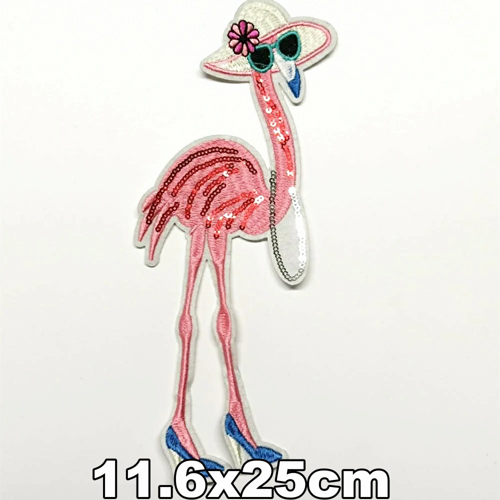 

DIY large embroidery big flamingo bird animal cartoon patches for clothing QR-3358