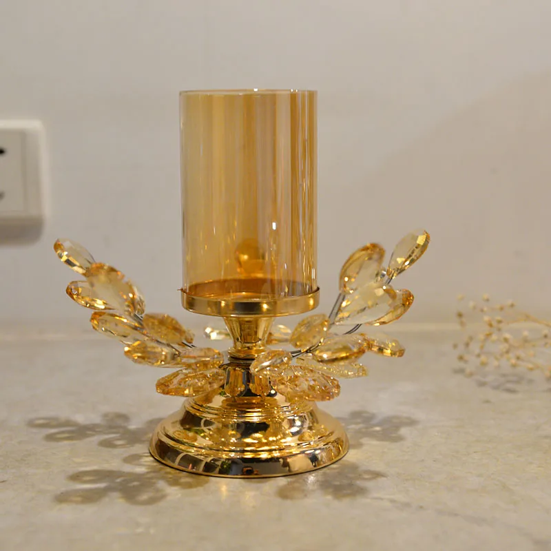 

candelabros European Candlelight Dinner Props Crystal Candlestick Romantic Table Decoration Home Wedding Decor Candle Holder