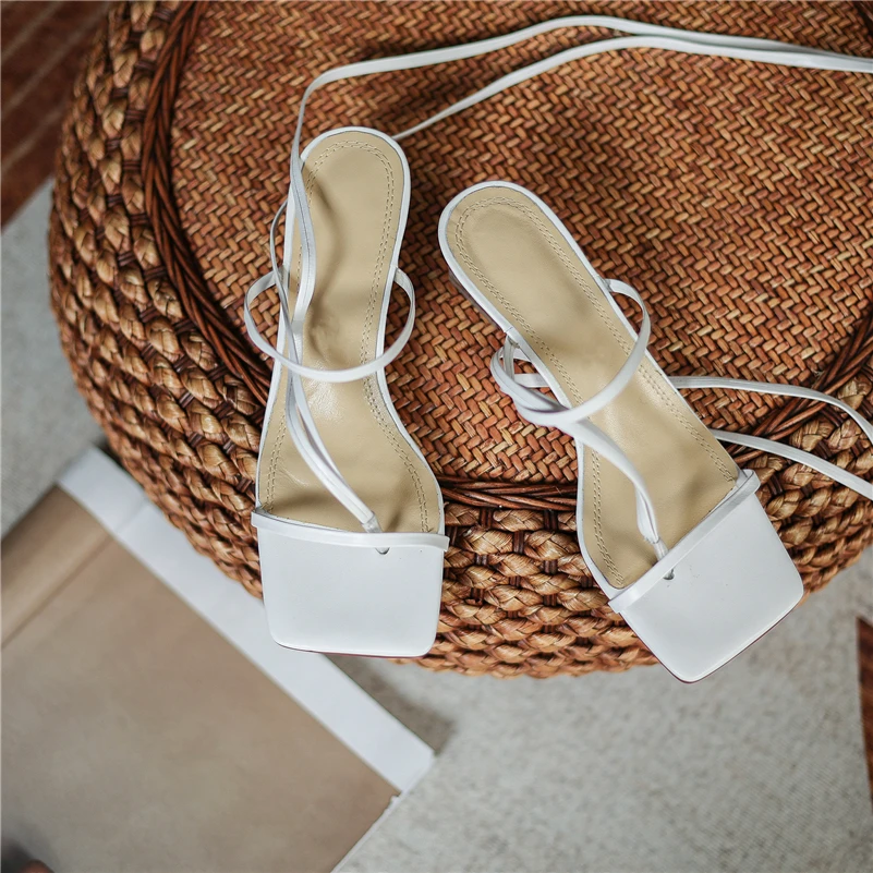 

Meotina Sandals Women Shoes Square Toe Flip Flop Sandals Cross Strap Transparent Thick High Heel Ladies Footwear Summer Apricot