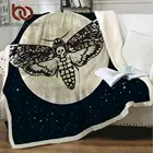 Плед BeddingOutlet из меха-моли, готическое астрологическое покрывало с черепом, бабочкой, плюшевое диванное одеяло, постельное белье с изображением Луны и галактики