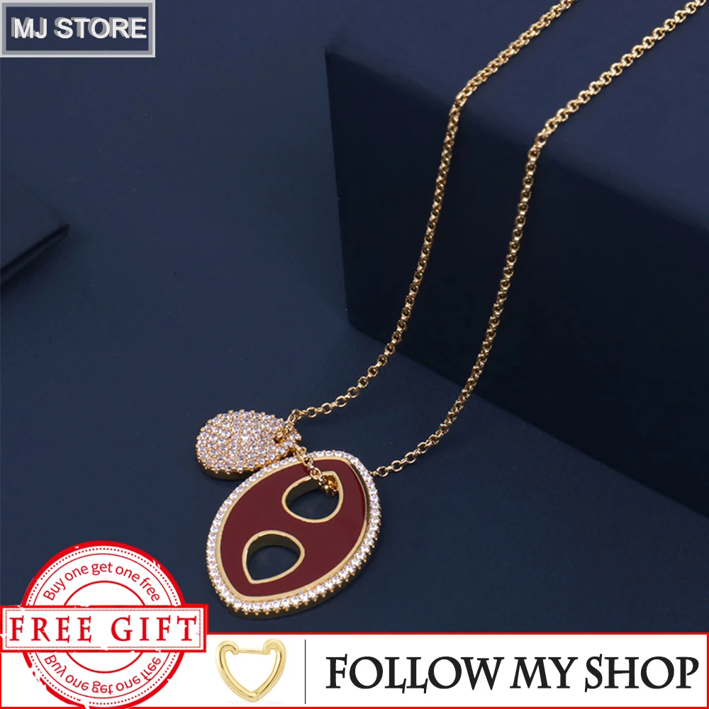 

Adjustable S925 Sterling Silver Red Pig Nose Necklace Simple Fashion Personality High-end Luxury Brand Monaco Jewelry Woman Gift