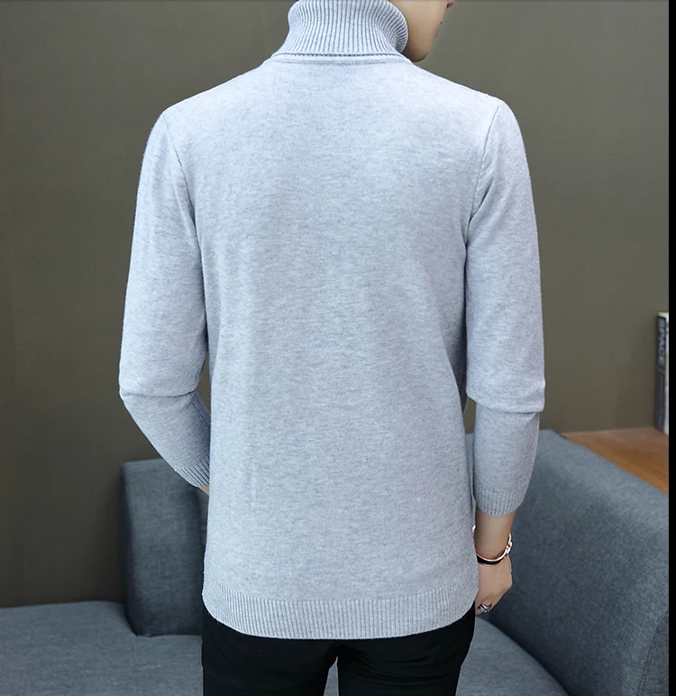 Зимний теплый свитер мужской моды Водолазка мужская эластичная сила Slim Fit Повседневный пуловер свитер вязаная одежда Pull