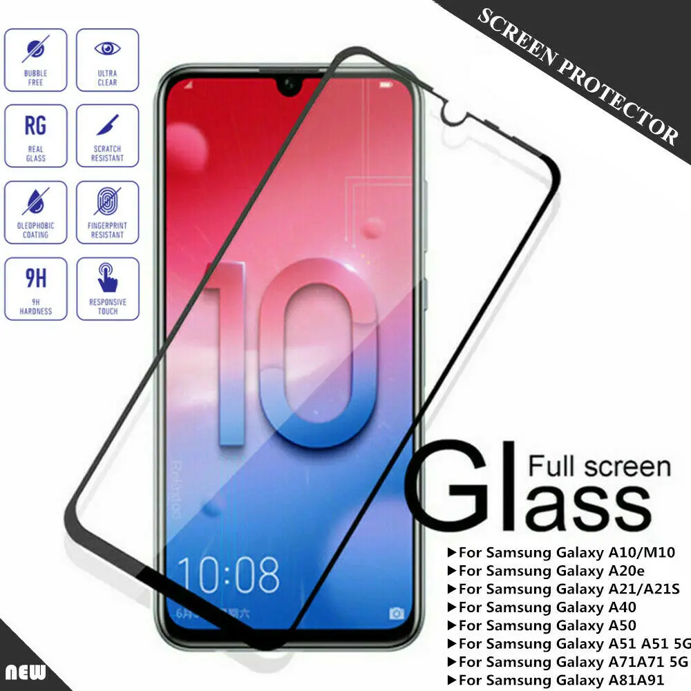 

UGI 3PCS Full Cover Screen Protectors For Samsung A10 M10 A20E A21 A21S A40 A50 A51 5G A70 A71 5G A81 A91 Tempered Glass Clear