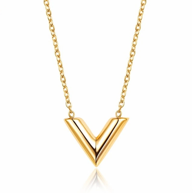 

Golden V-Shaped Letter Pendant Clavicle Chain Fashion Women's Jewelry