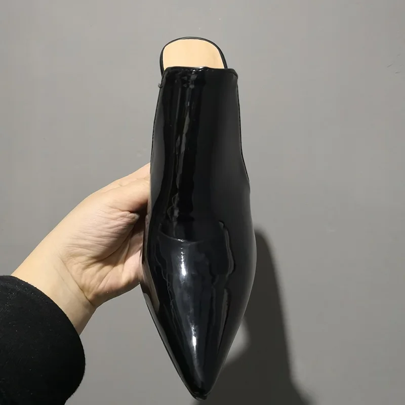 

2021 New Sexy Women Summer Sandals Shoes Thin High Heels Pointed Toe Black Red Patent Leather Dress Party Wedding Shoes Woman 43