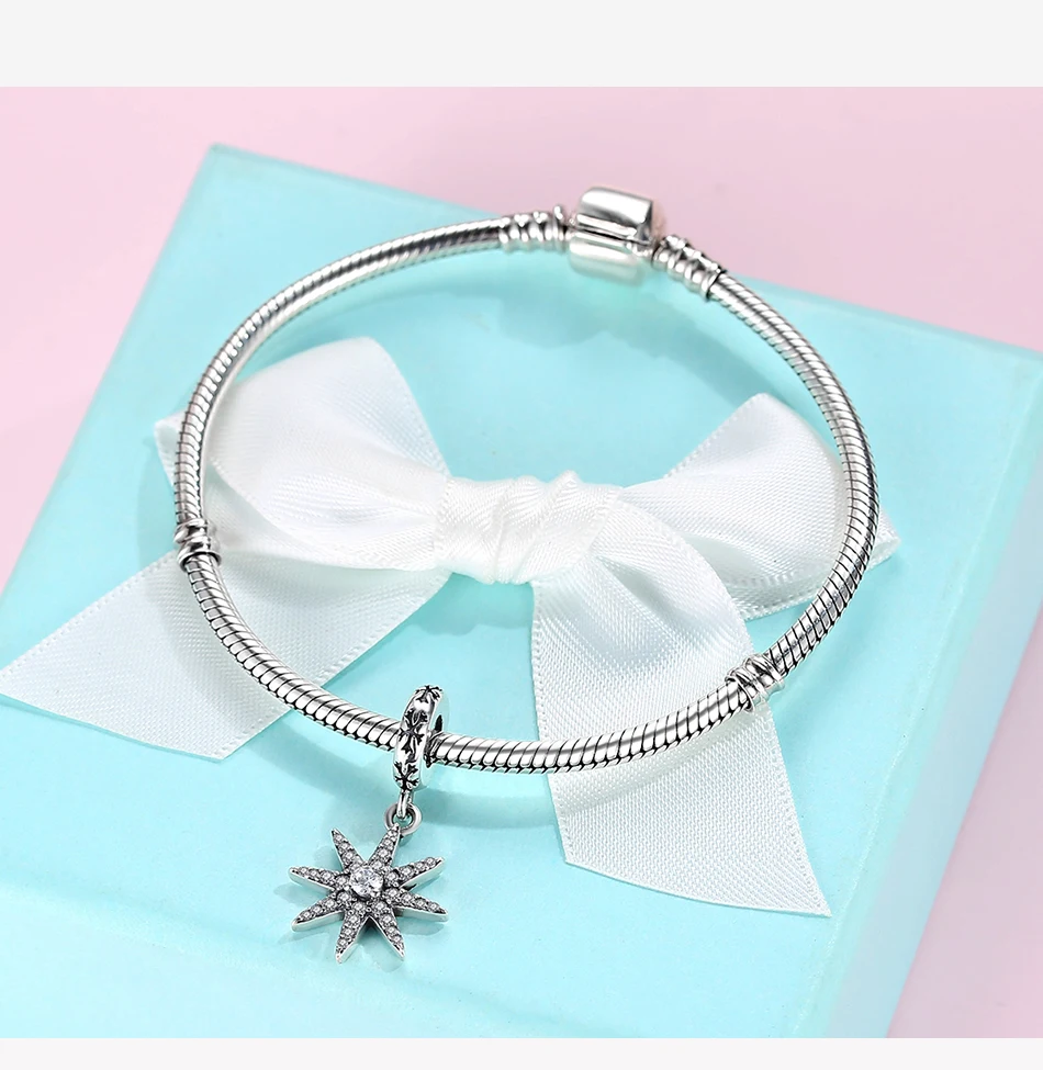 ELESHE, Подходит для Pandora, подвеска из бисера, 925 пробы, серебро, снежинка, цветок, браслет, сделай сам, бусины, ювелирное изделие, рождественский подарок