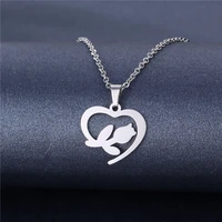 fashion thin heart shaped stainless steel choker necklace for women flower letter moon animal pendant clavicle chain jewelry