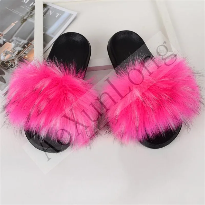 Шлепанцы женские из искусственного меха Плюшевые сандалии с искусственным мехом
