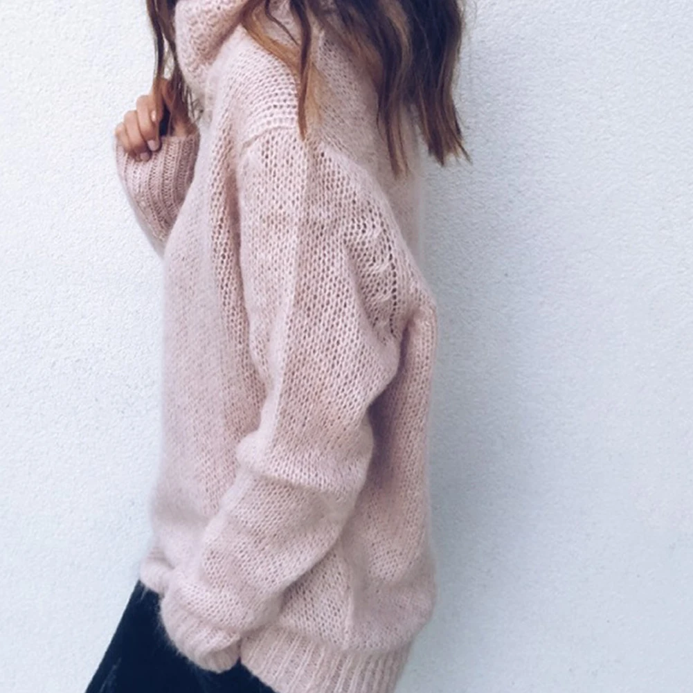 2020 Autumn Winter Casual Women Solid Color Turtle Neck Long Sleeve Knitted Sweater Pullover Jumpers Knitwear | Женская одежда