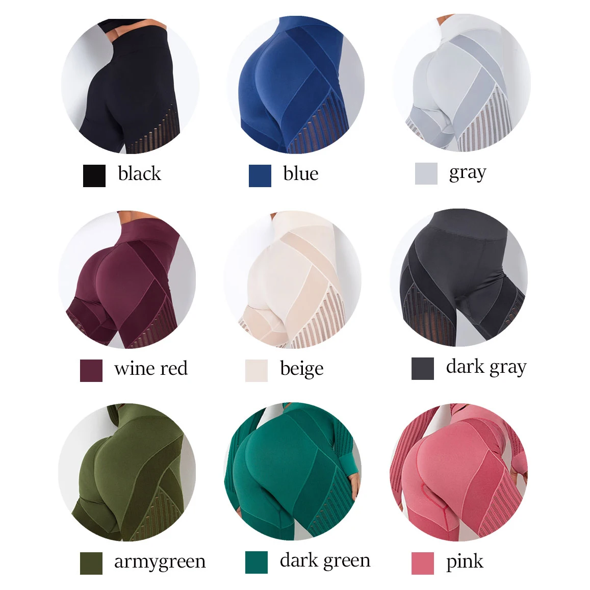 Elastic Seamless Gym Legging Women Hollow Breathable Fitness Yoga Pants Solid Patchwork High Waist Sports Running Tights