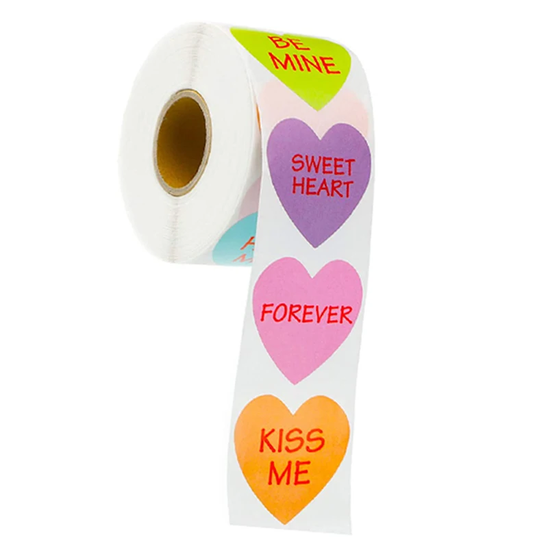 

500pcs/roll Love Heart Shaped Label Sticker Labels Stickers Scrapbooking For Package And Wedding Decoration Stationery Sticker