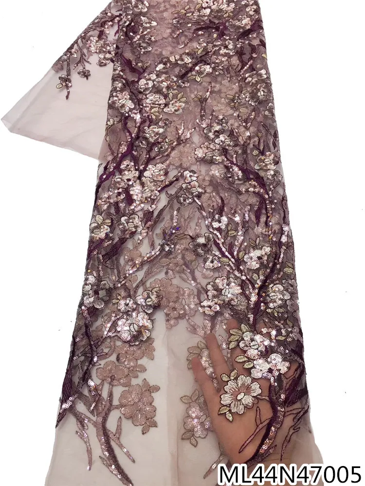 

Beautifical High Quality African Wedding Lace New French Lace Sequins Net Lace for Dress 5 Yards ML44N470