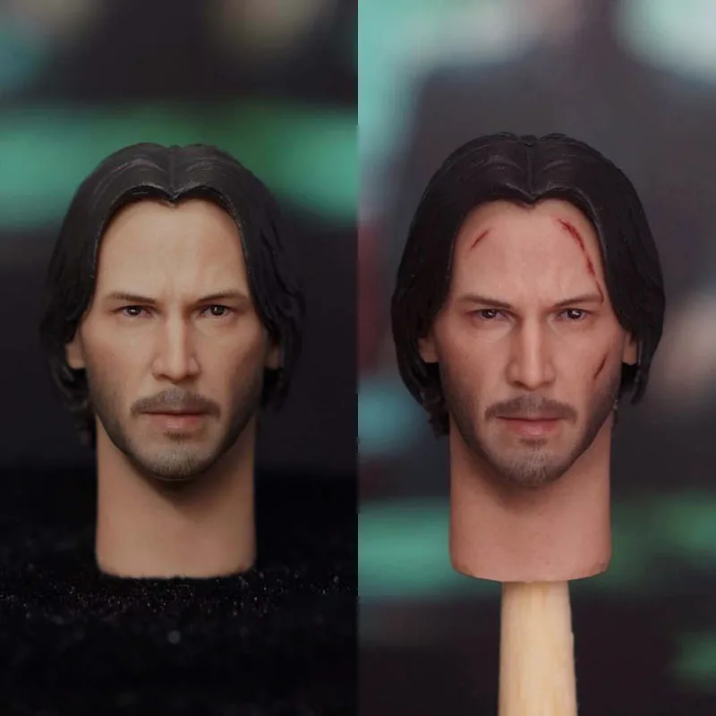 

1/12 Keanu Reeves PVC Head Sculpt Normal/Damaged Head Carving Fit 6'' Action Figure Body