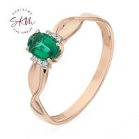 skm fashion emerald rings for women 14k rose gold vintage engagement rings designer promise luxury fine jewelry
