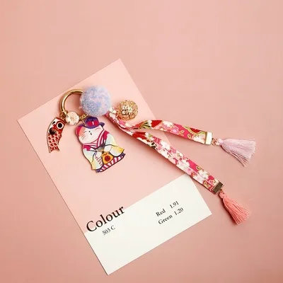

Cute Cartoon Japan Lucky Cat Keychain Maneki Neko Trinkets Car Phone Accessory Bag Pendant Good Luck Fortune Wealth Lover Gift