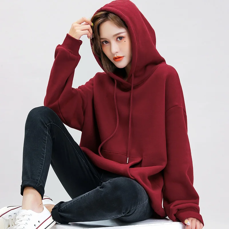 

Smlinan Women Hoodies 2020 Spring Autumn Plus Size Casual Loose Hoodies Sweatshirts Female Solid Color Hoodies Sweatshirt Top