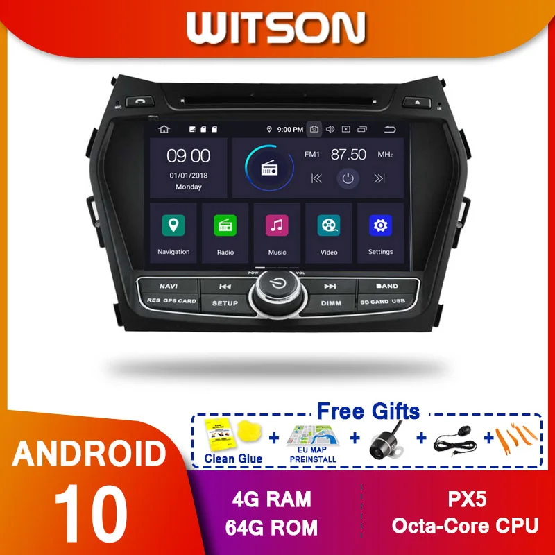 WITSON! Android 10 Octa core PX5 автомобильный DVD плеер для HYUNDAI IX45 2013 SANTA FE IPS 4 ГБ ОЗУ 64 Гб ПЗУ