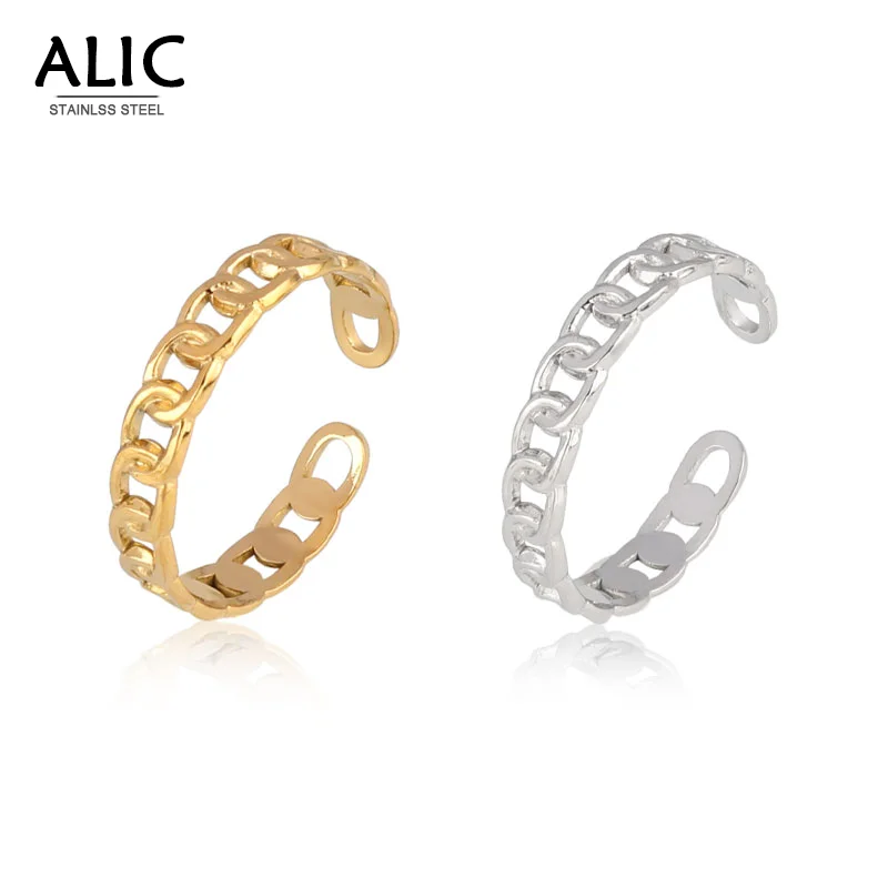 

Geometry Chain ring Stainless Steel Rings For Men Women Punk Open Ring Finger Women Rings Jewelry Gift Accessories