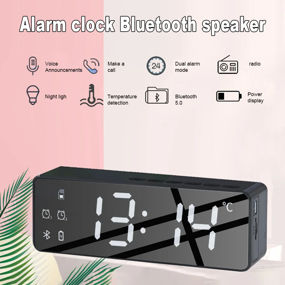 

Беспроводной Bluetooth-динамик, FM-радио, звуковая коробка, Настольный будильник, сабвуфер, музыкальный плеер, TF-карта, бас-динамик, бум для Xiaomi
