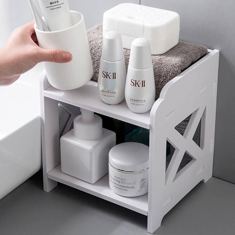 

Double-Layer Household Multifunctional Storage Rack Bathroom Cosmetic Storage Rack Toiletry Rack Kitchen Spice Storage Rack