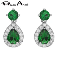 black angel 2020 new big water drop shaped luxury emerald 925 silver green gemstone stud earringsfor women jewelry gift