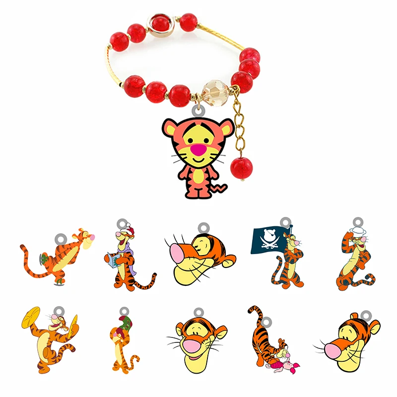 

Disney Cartoon Animation Character Jump Jump Tiger Play Shape Red Beaded Bracelet Epoxy Resin Bracelet Jewelry Send A Friend