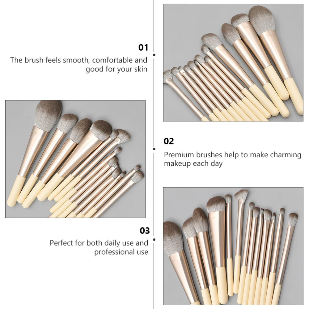 

13pcs Long Muzzle Brush Set Wooden Handle Brushes Cosmetics Blush Brush Kit