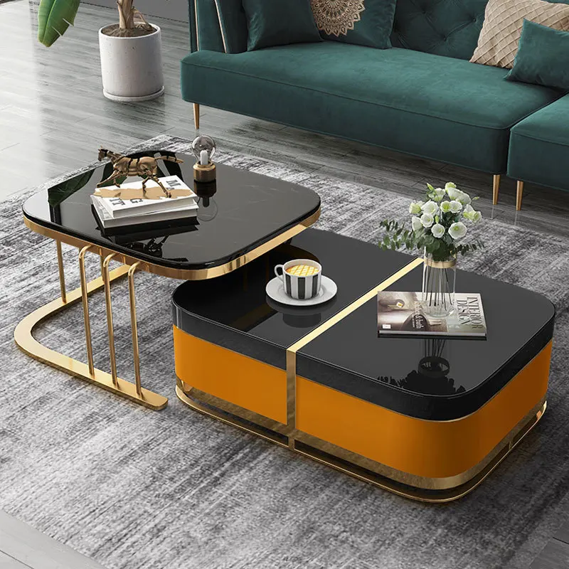 Мрамор чайный столик ТВ выдвижными полками комплект простой современный стиль