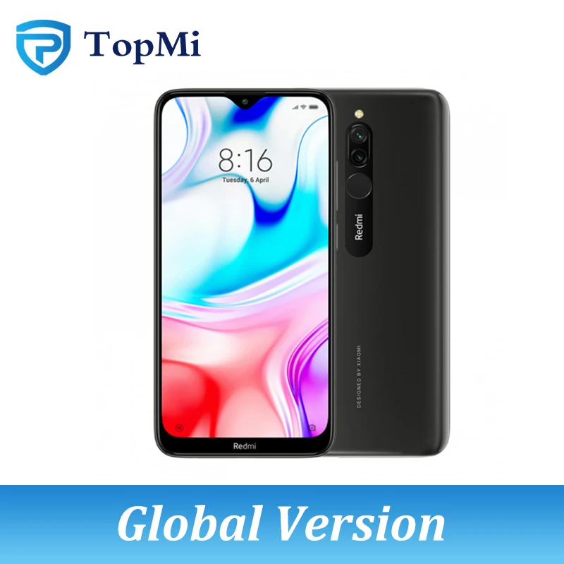 Black Смартфон Xiaomi Redmi 8 с глобальной версией, 4 Гб ОЗУ, 64 Гб ПЗУ, 5000 мА/ч, Spnadragon 439, 12 МП, настоящая камера, 18 Вт, быстрый мобильный телефон - Цвет: Black