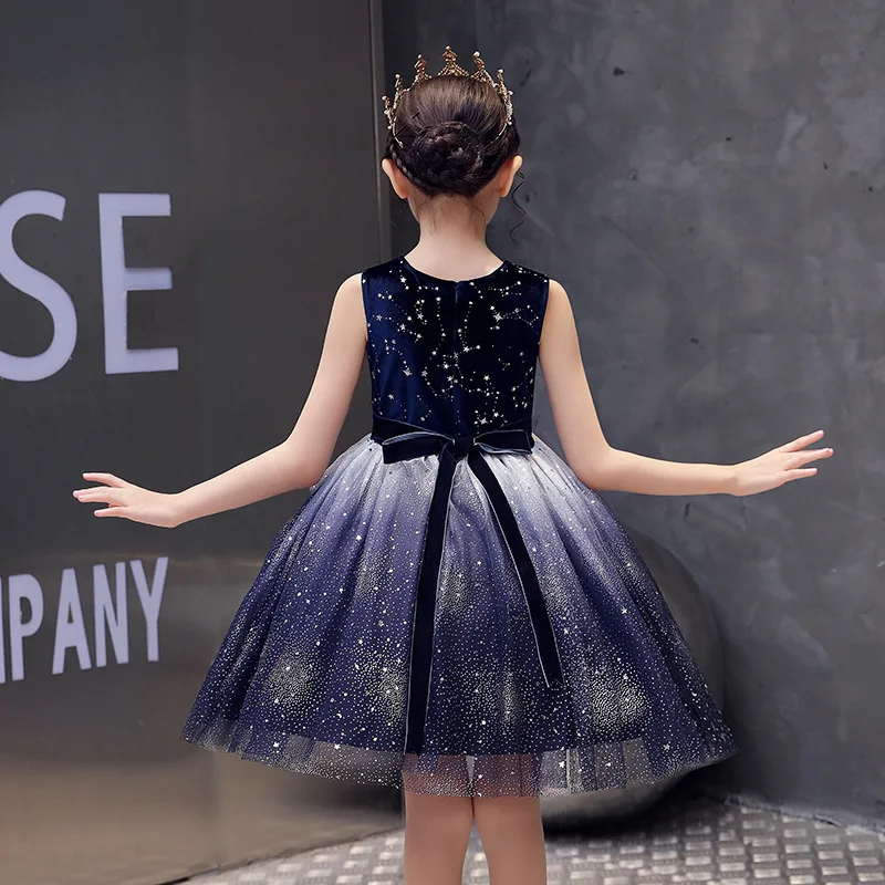 Детское летнее платье принцессы милое с цветами и звездами вечерние девочек для