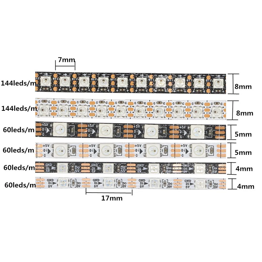 WS2812B Светодиодная лента WS2812 3535 5050 IC узкая ширина 4 мм 5 8 умный Индивидуальный