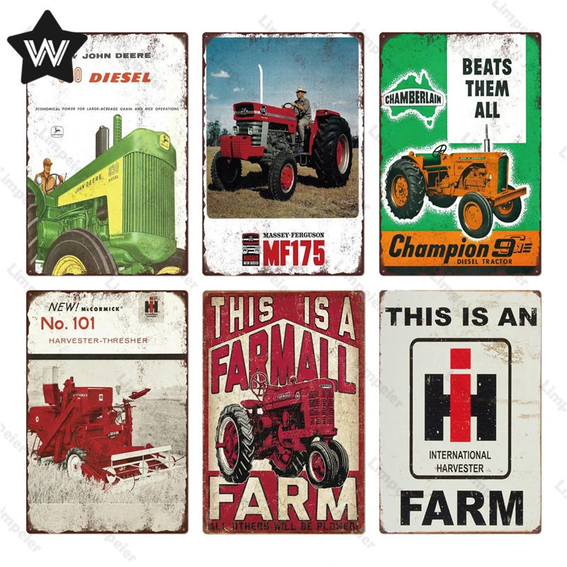 Потертая шикарная винтажная металлическая Оловянная подставка Farmall Man пещера