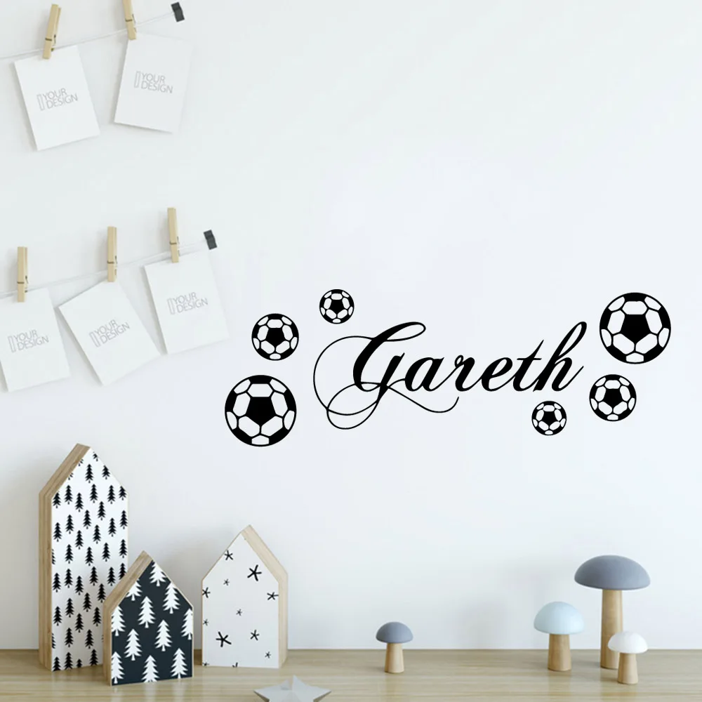 Обычай Имя футбол настенные художественные наклейки фрески для детской комнаты