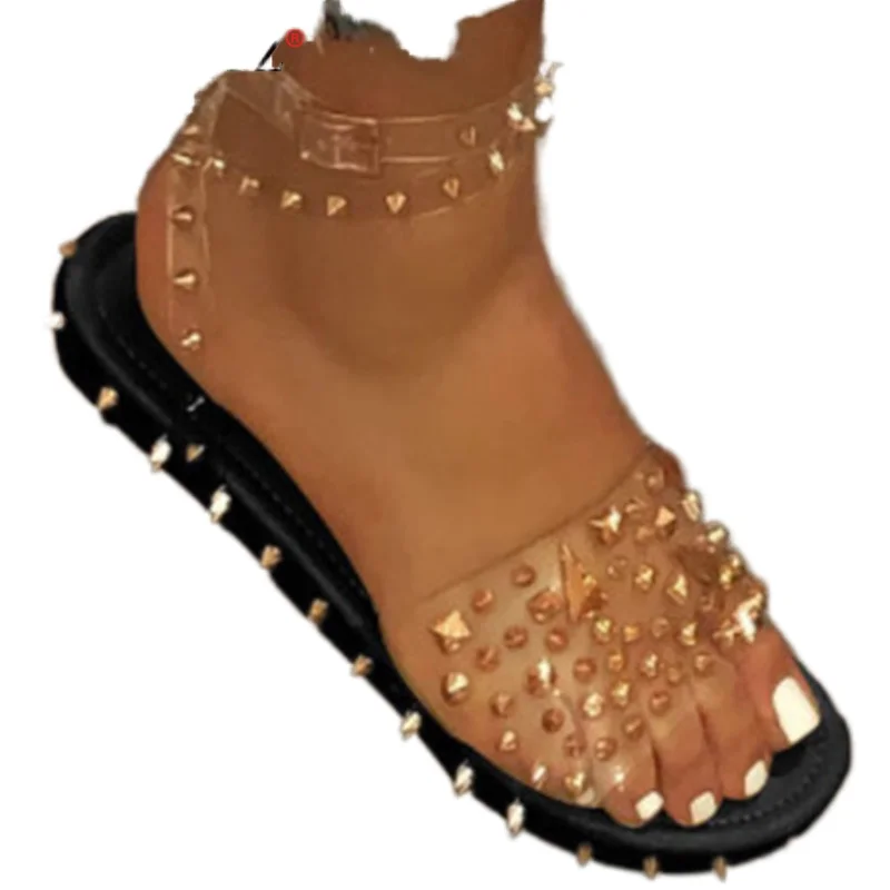 

Summer Sandals Woman Buckle Strap Transparent PVC Rivet Female Shoes Women's Sandalias Plus Size 35-43 Fashion Sandalias Mujer