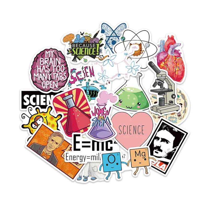 50 шт. лабораторные граффити наклейки s Эйнштейн креативные Веселые чемодан