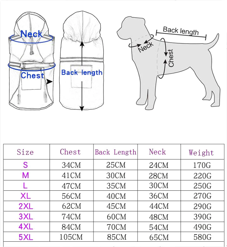 Водонепроницаемый плащ-дождевик для собак светоотражающий маленьких и средних